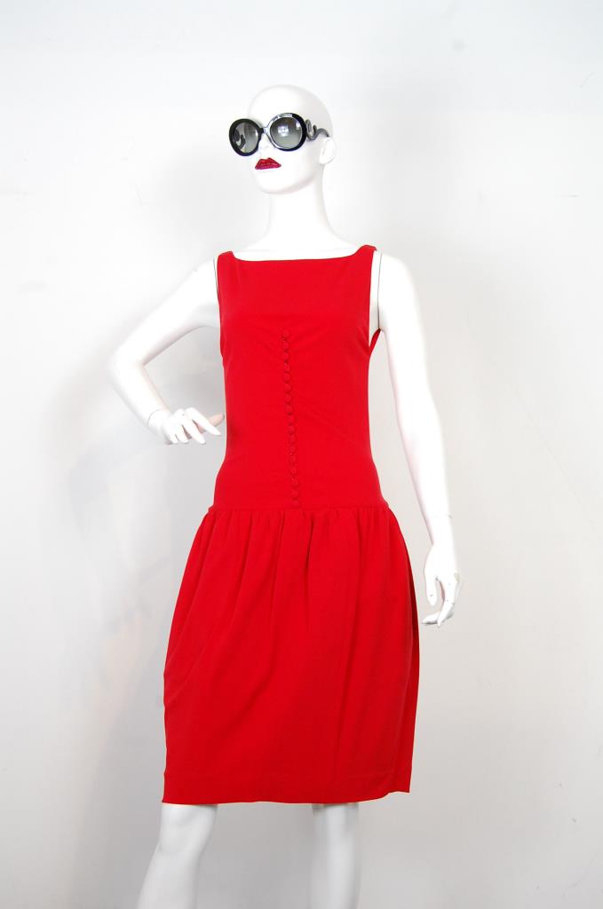 ADR001718 レッドギャザースカートドレス