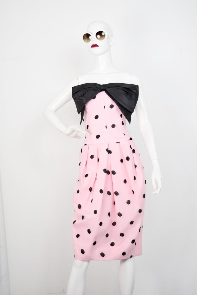 ADR001794 ピンクドッド柄ドレス