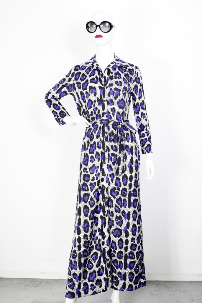ADR001922 パープル豹柄ドレス