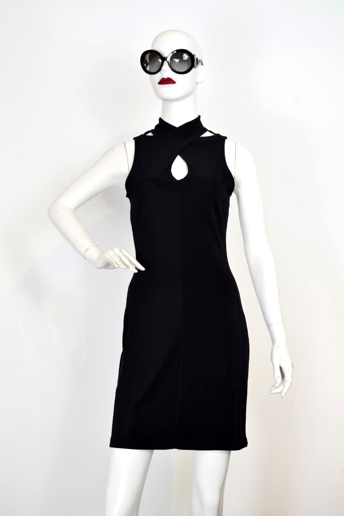 ADR001947 ブラックハイネックドレス