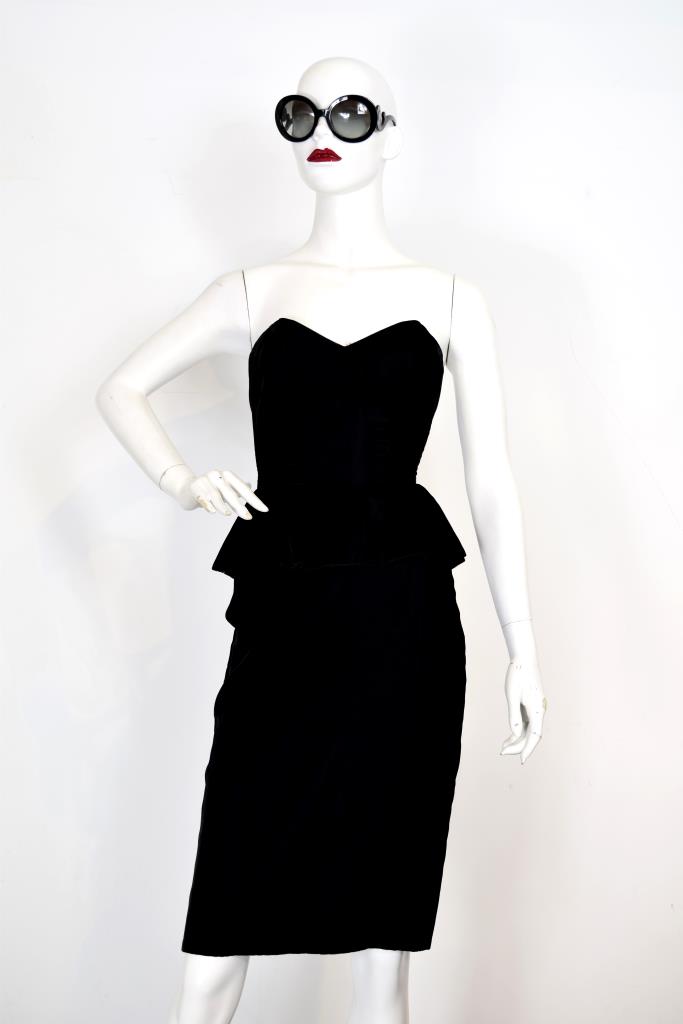 ADR001955 ブラックぺプラムスカートドレス