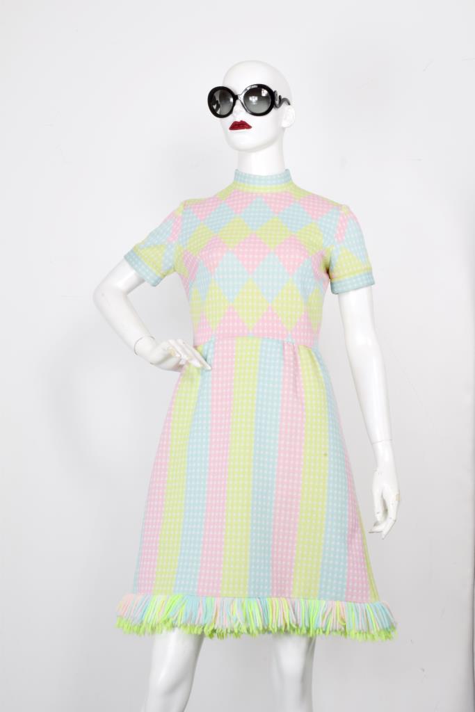 ADR001996 パステルカラフル総柄ドレス